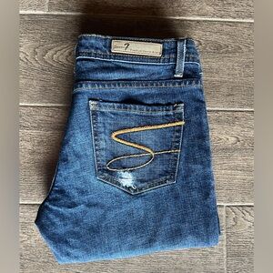 Seven7 Premium Denim Bootcut Jeans Size 28 Medium Wash Distressed Stretch